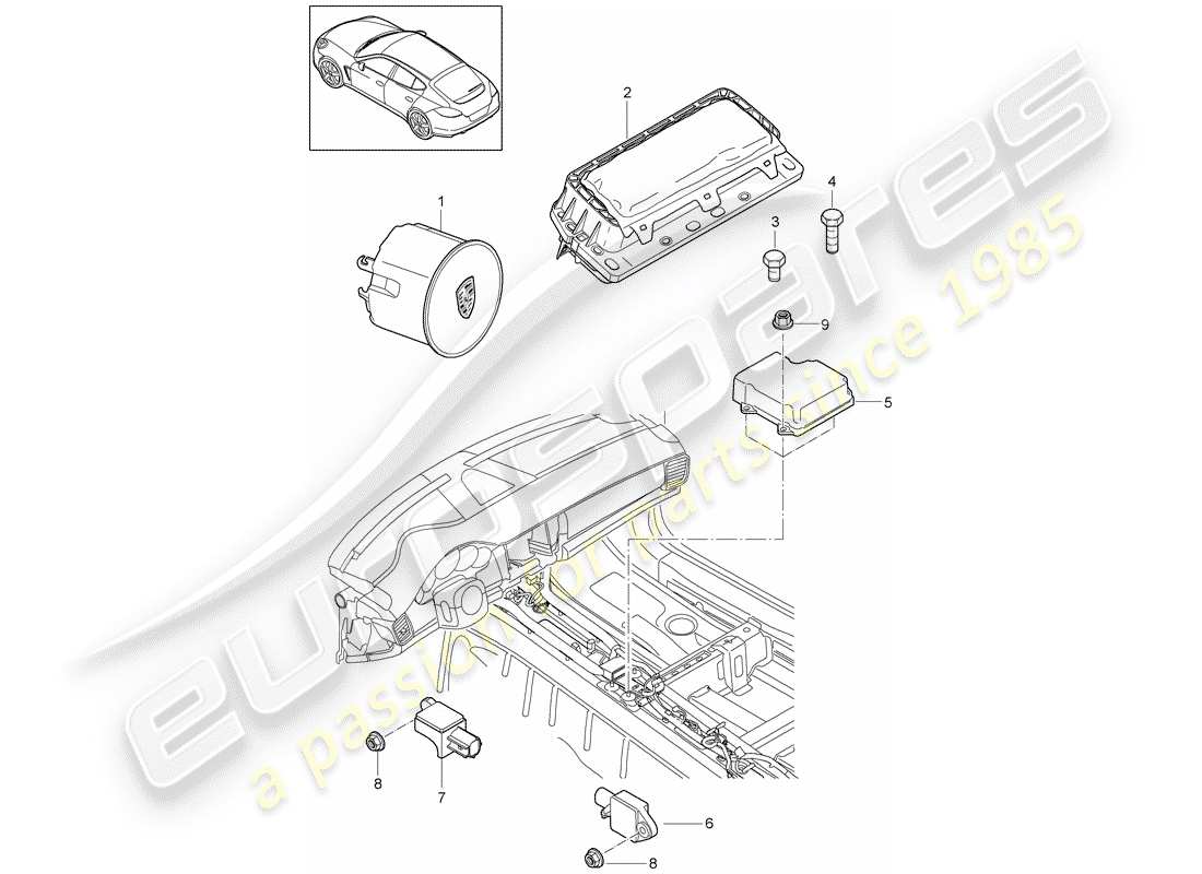 porsche 2013 (panamera 970) bolsa de aire diagrama de piezas