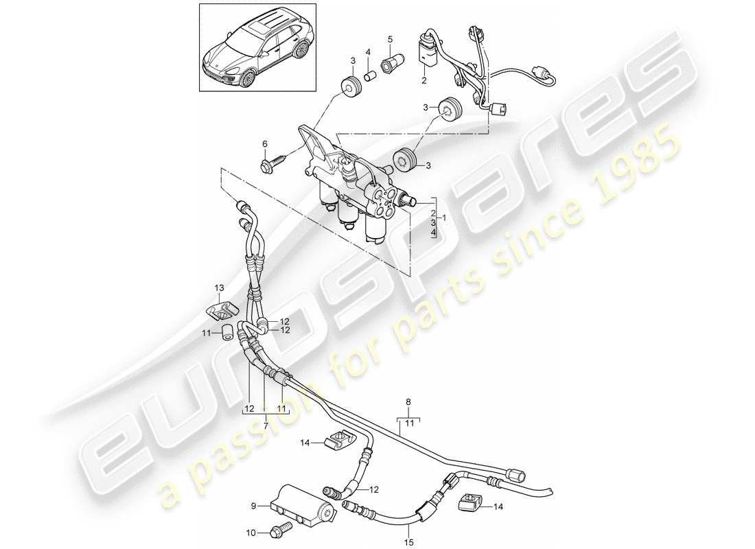 porsche cayenne e2 (2014) diagrama de piezas del estabilizador