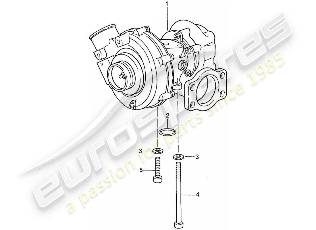 porsche 1991 (944) turbocompresor de gases de escape diagrama de piezas