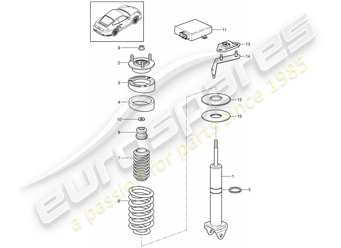 porsche 2012 (997-2 turbo / gt2 rs) amortiguador diagrama de piezas