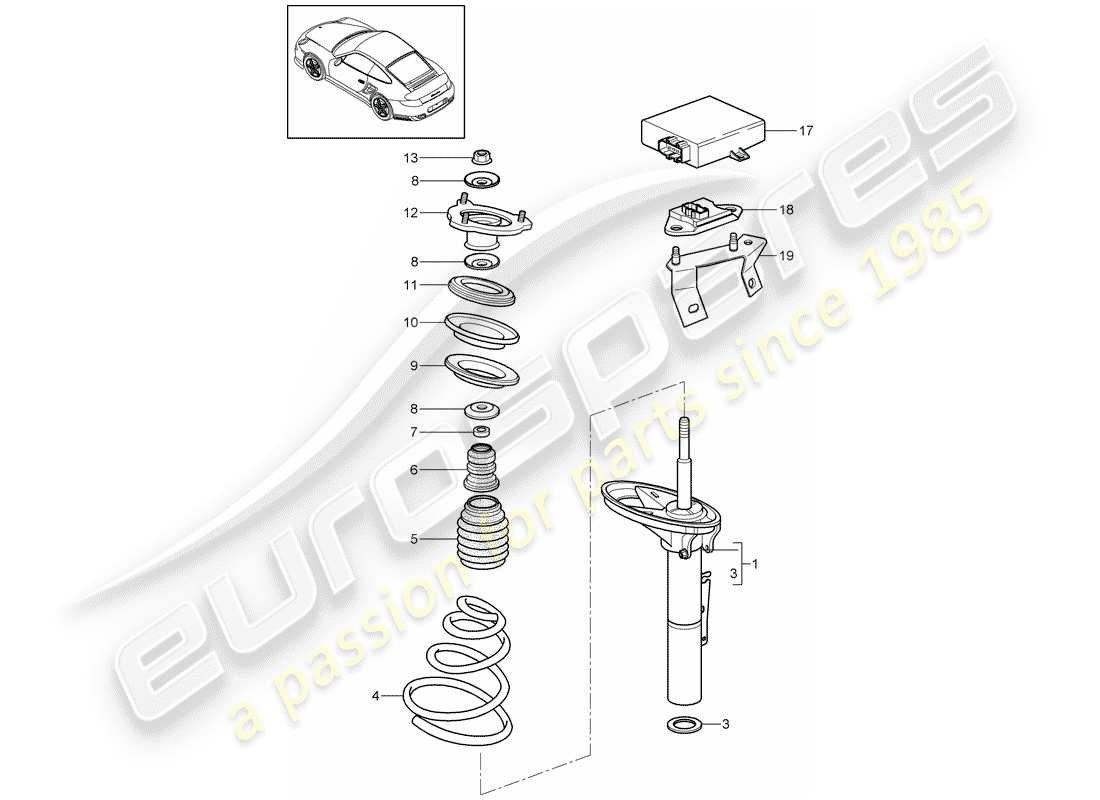 porsche 2012 (997-2 turbo / gt2 rs) suspensión diagrama de piezas