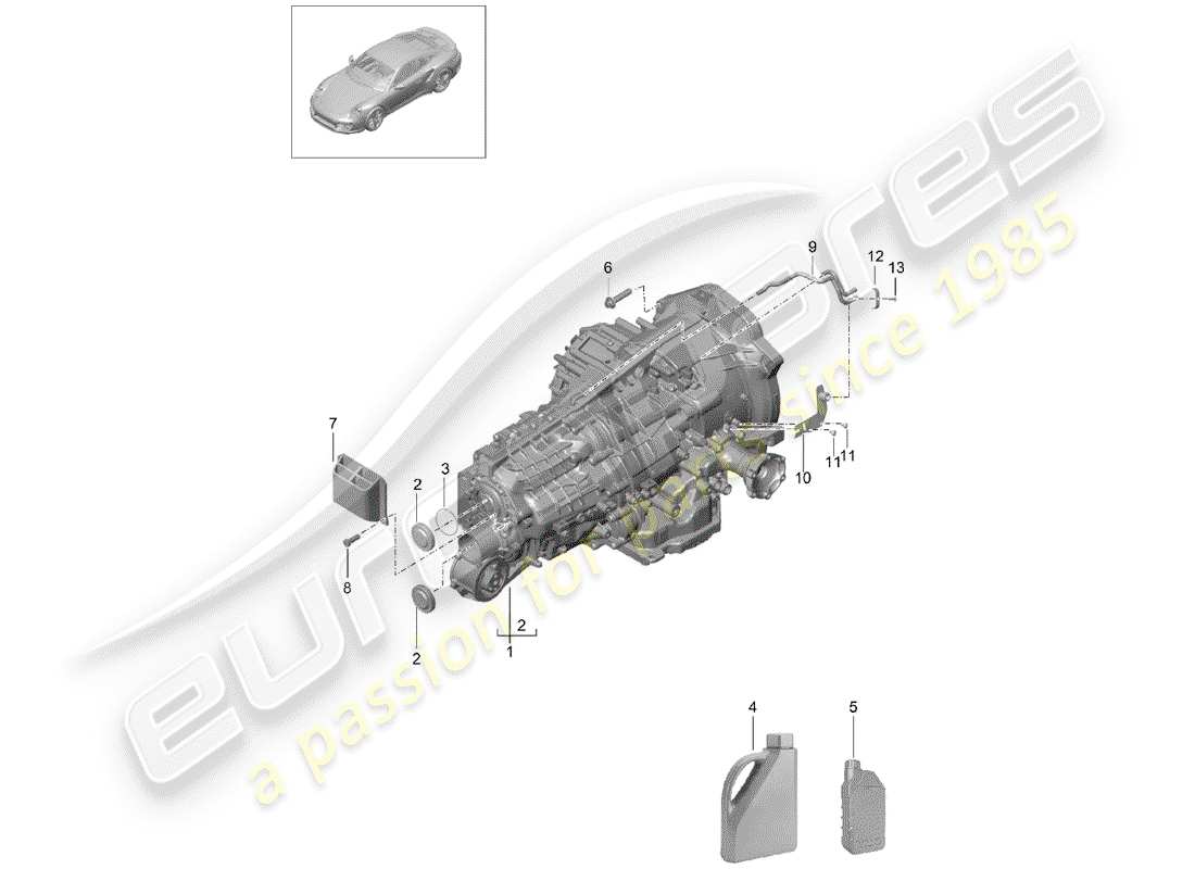 porsche 991 turbo (2020) - pdk - diagrama de piezas