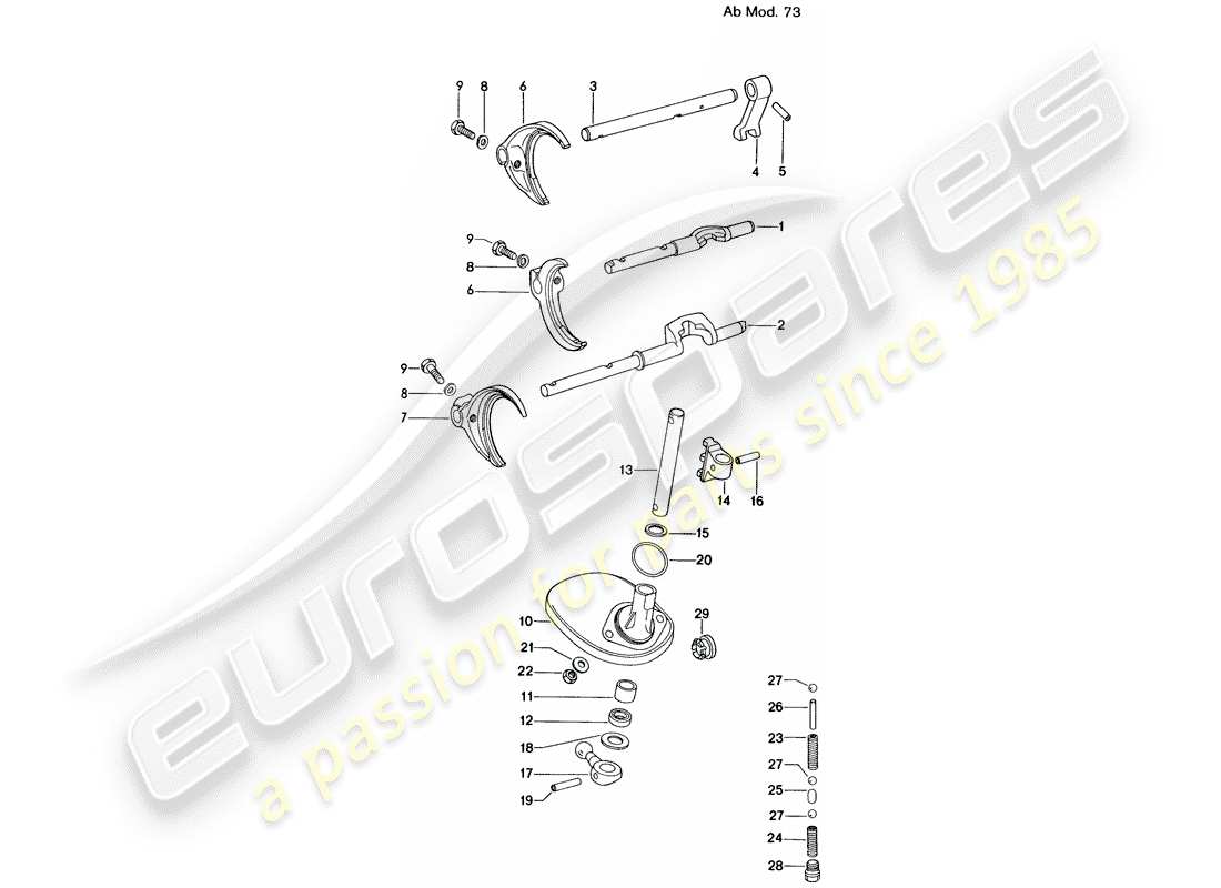 porsche 1972 (914) varillas de cambio - horquillas de cambio - para - 5-speed - transmisión - d - mj 1973>> diagrama de piezas