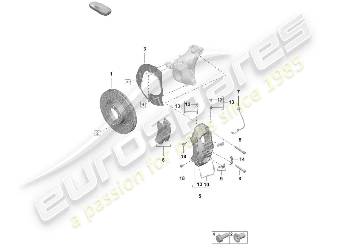 porsche 2019 (992-1) frenos de disco diagrama de piezas