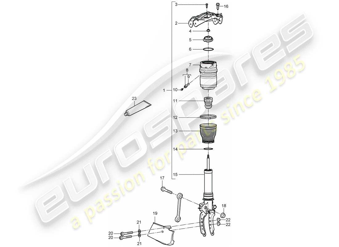 porsche 2008 (cayenne e1 9pa) diagrama de piezas de suspensión