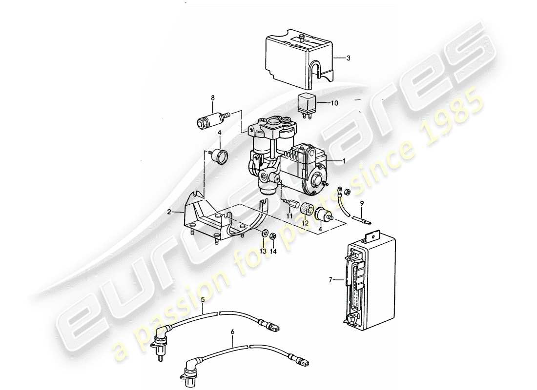 porsche 1986 (944) unidad hidraulica - -abs- diagrama de piezas