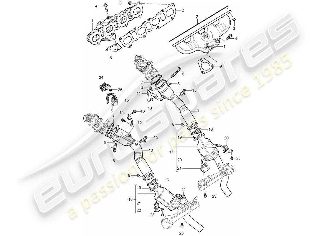 porsche 2004 (cayenne e1 9pa) sistema de escape diagrama de piezas