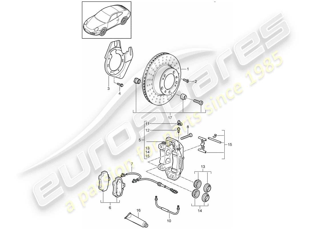 porsche 2010 (997-2) frenos de disco diagrama de piezas