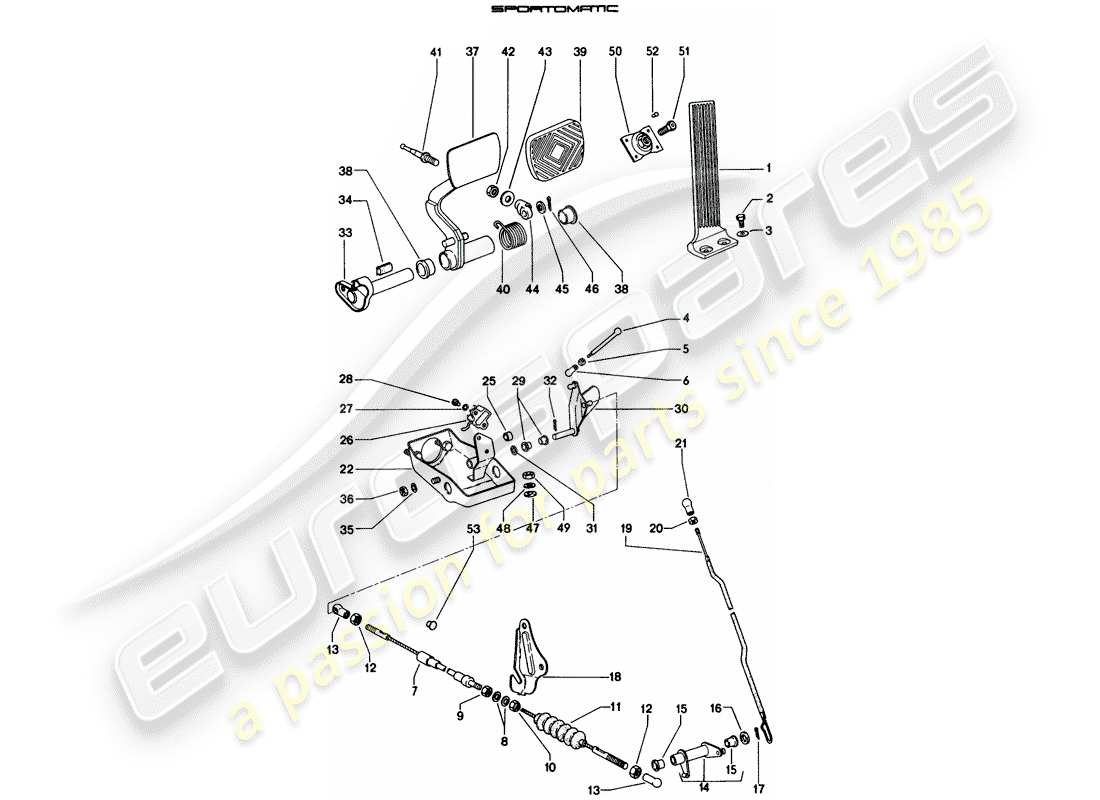 porsche 1975 (914) pedales diagrama de piezas