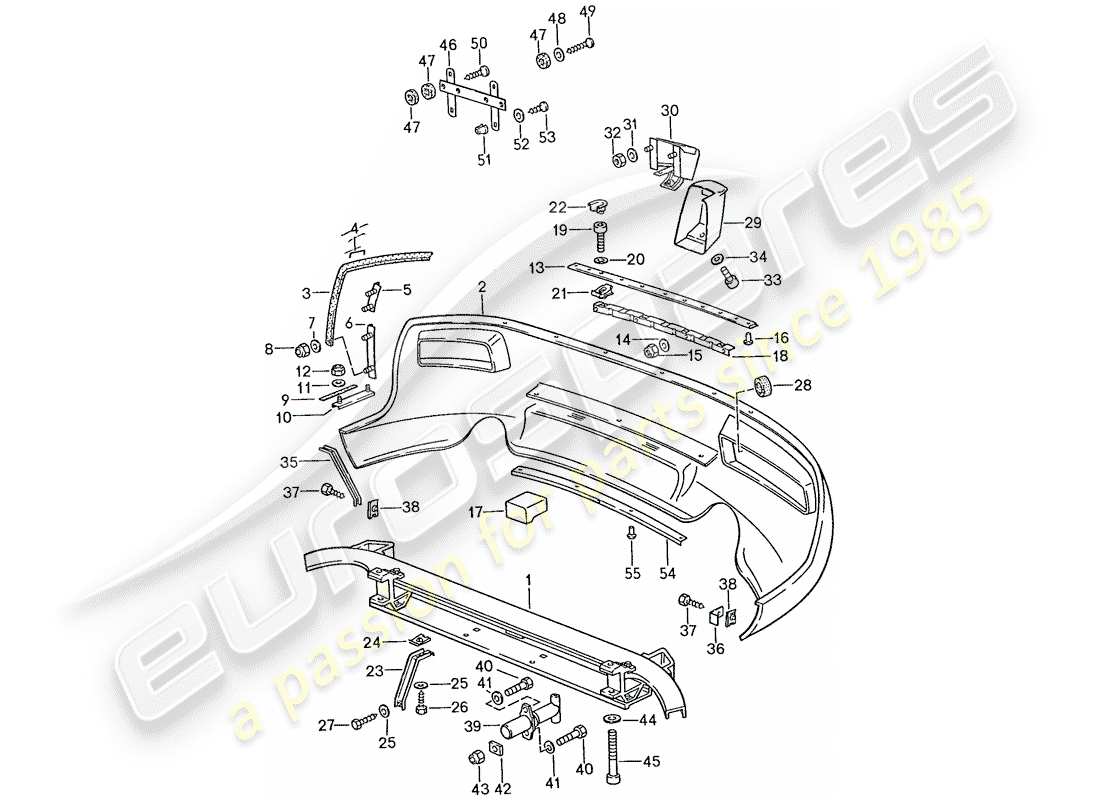 porsche 1990 (928) diagrama de piezas del parachoques