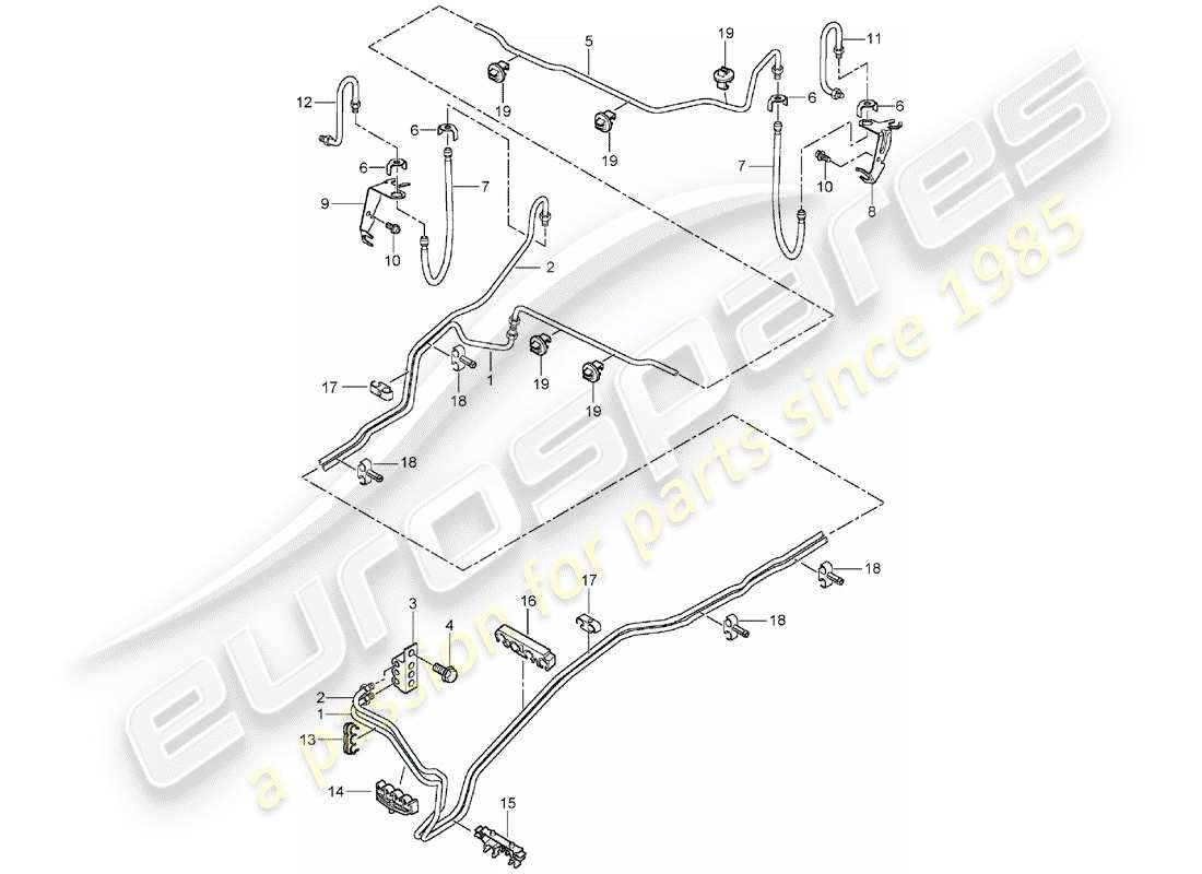 porsche 2004 (cayenne e1 9pa) línea de freno diagrama de piezas