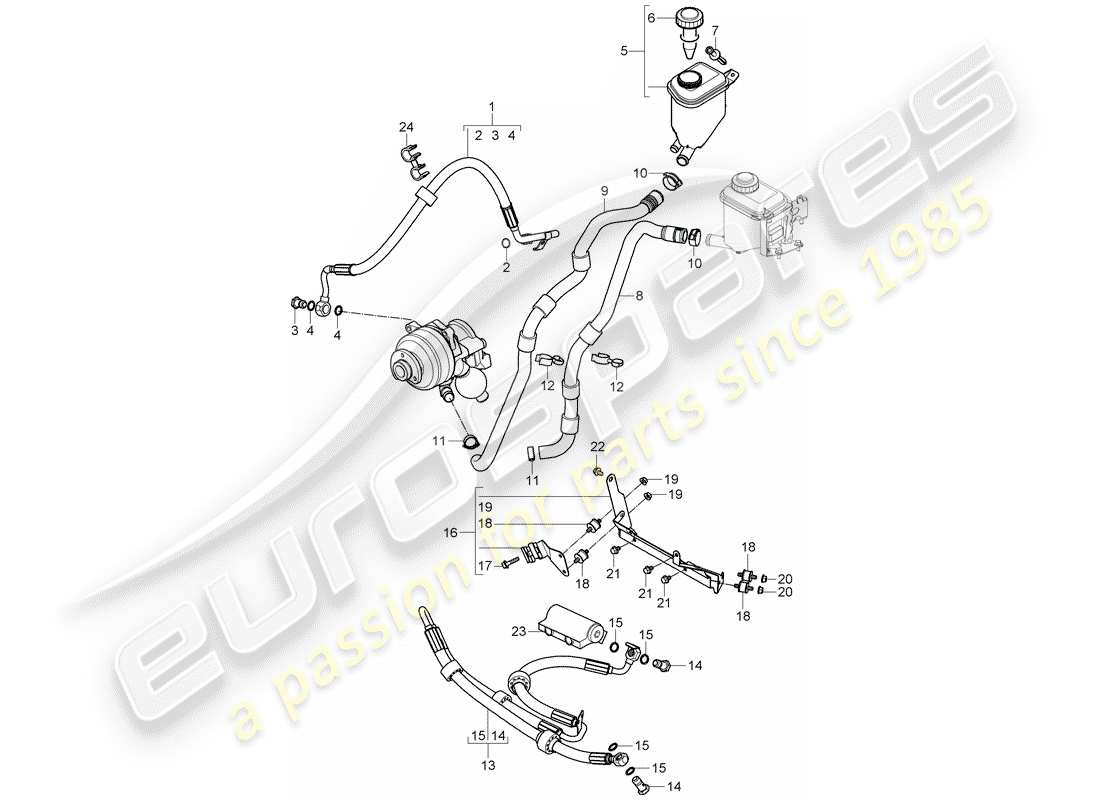 porsche 2007 (cayenne e1 9pa) dirección asistida diagrama de piezas