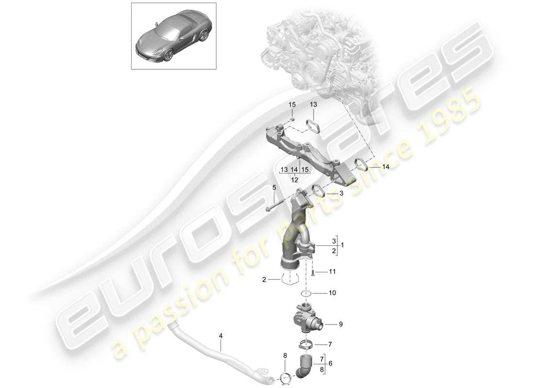 porsche 2012 (981 boxster) submarco diagrama de piezas