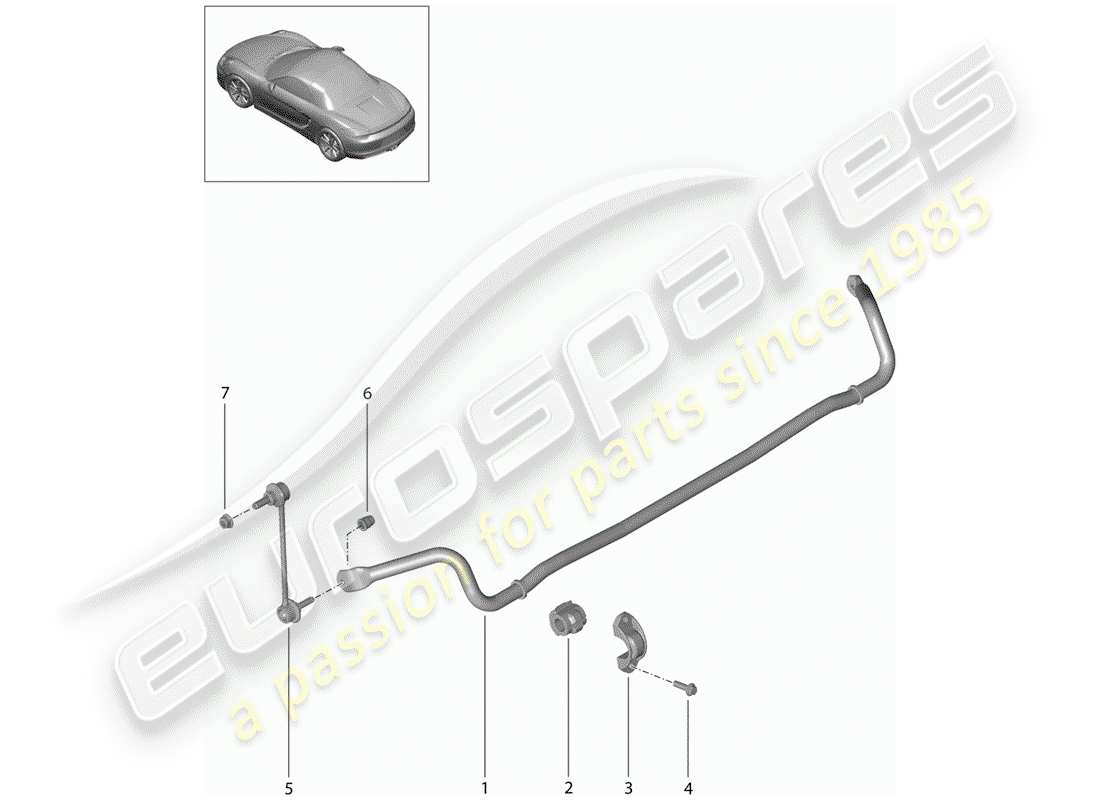 porsche 2012 (981 boxster) estabilizador diagrama de piezas