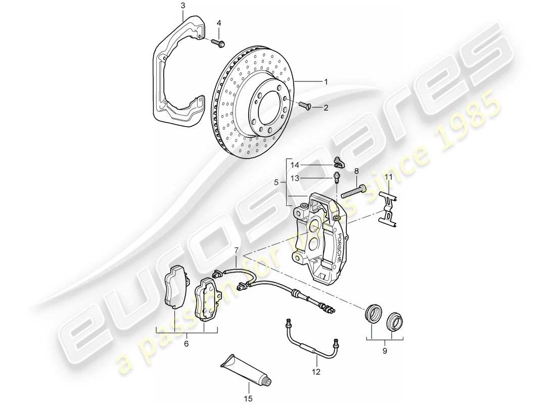 porsche 2009 997-2 turbo / gt2 frenos de disco diagrama de piezas