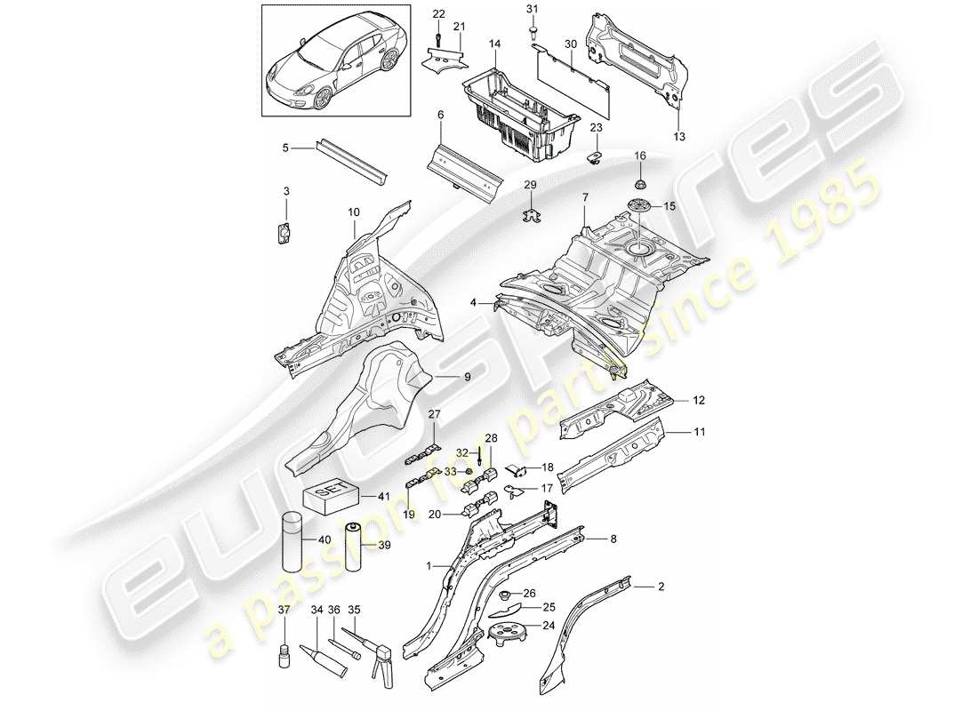 porsche 2015 (panamera 970) diagrama de piezas del extremo trasero