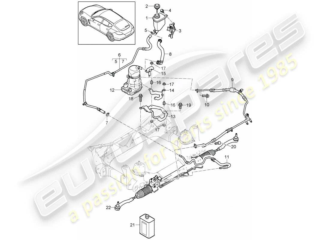 porsche 2016 (panamera 970) dirección asistida diagrama de piezas