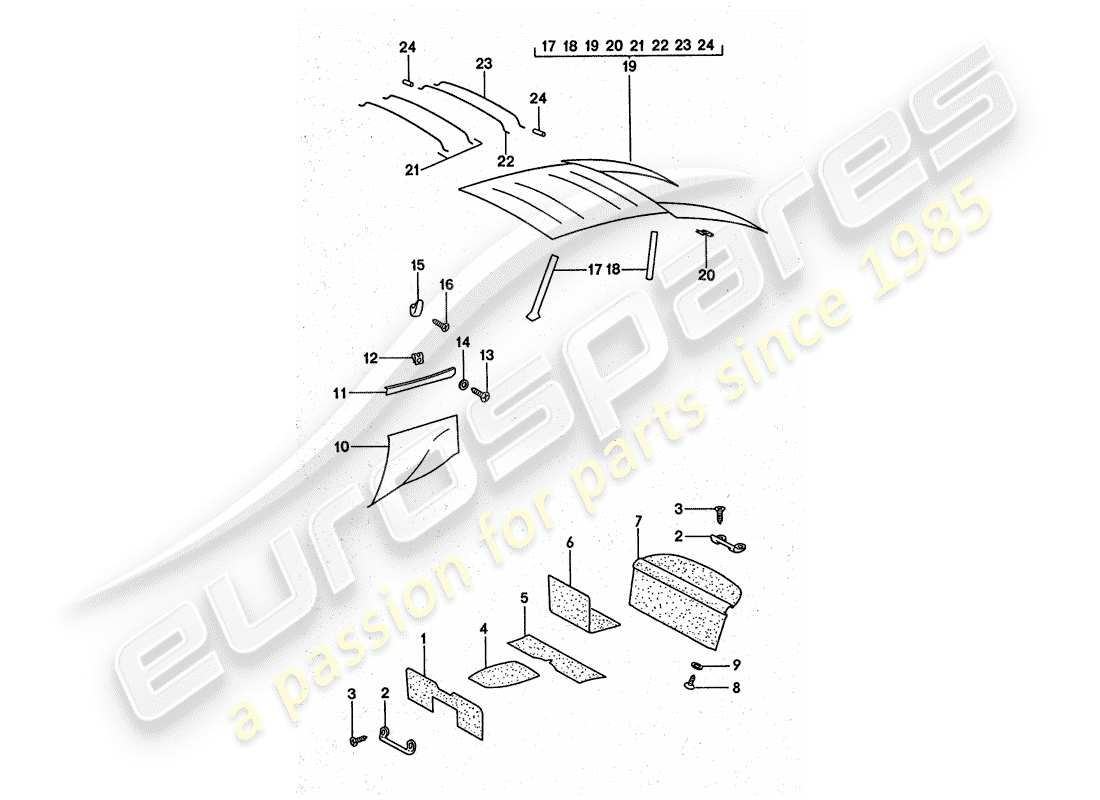 porsche 1976 (911 turbo) recubrimiento diagrama de piezas
