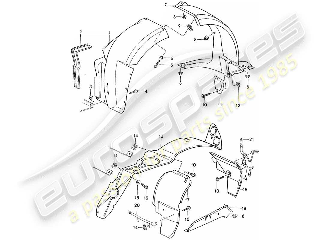 porsche 1992 (964) tapa - carcasa de rueda diagrama de piezas
