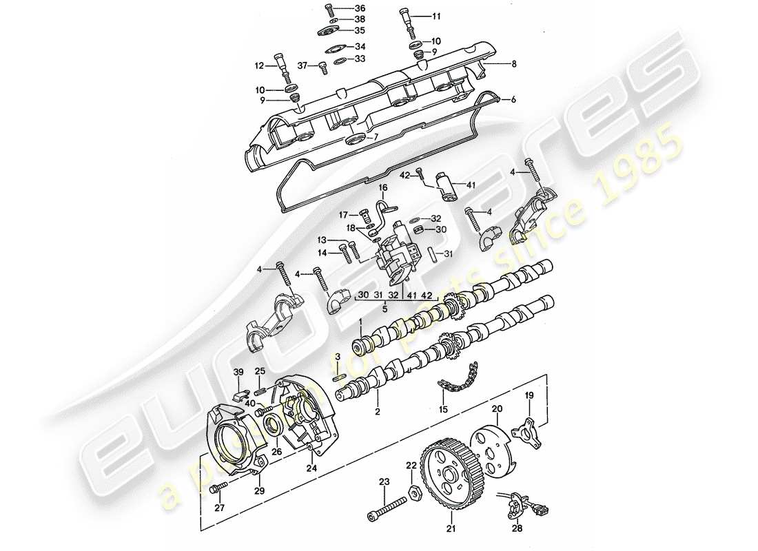 porsche 1994 (968) árbol de levas diagrama de piezas