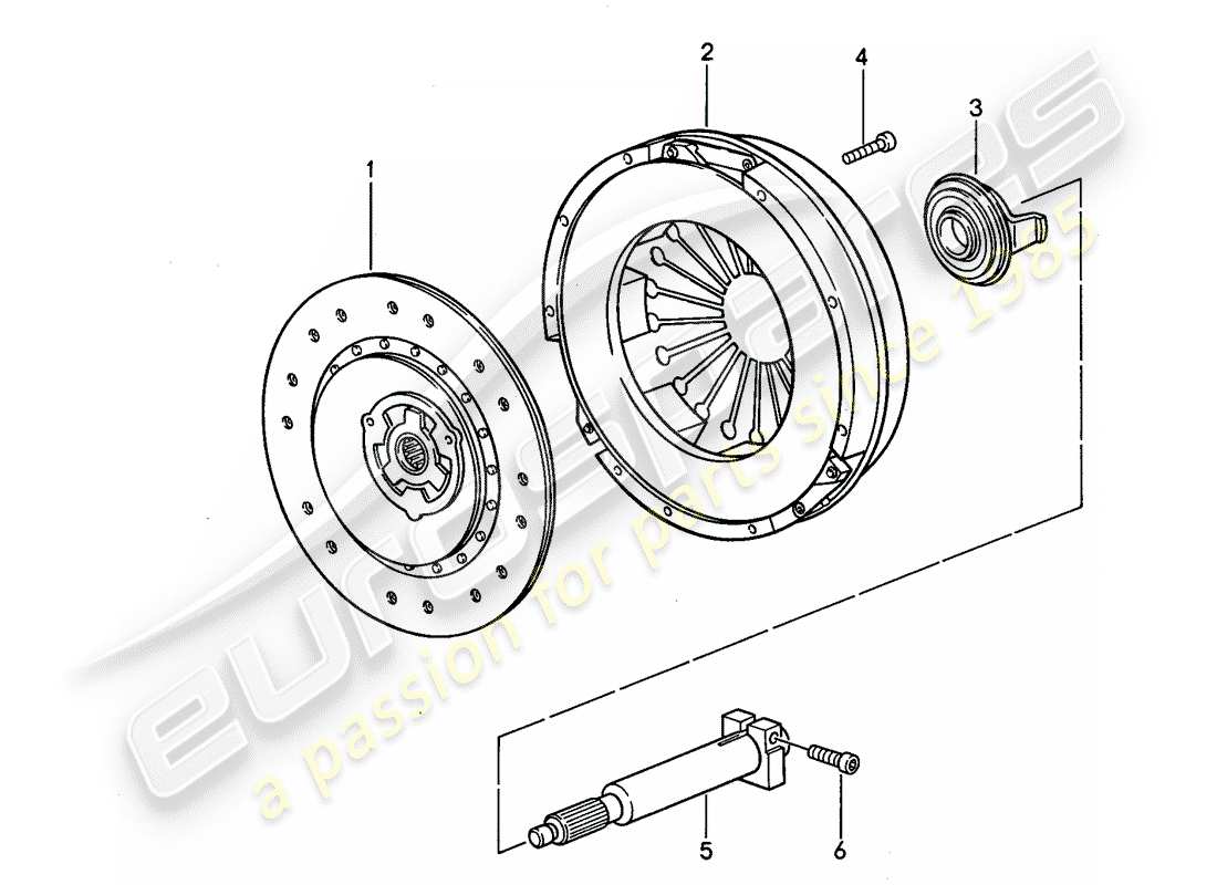 porsche 1994 (968) caja de cambios manual - embrague diagrama de piezas