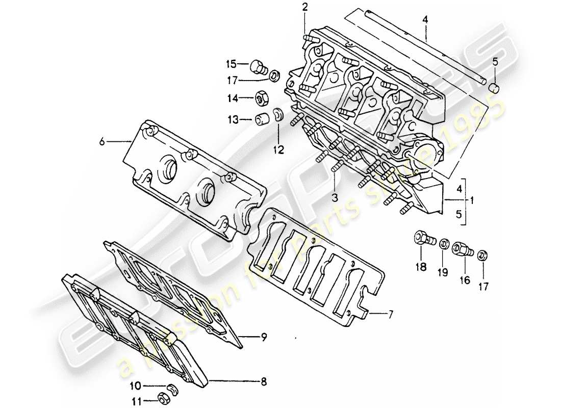 porsche 1994 (964) carcasa del árbol de levas diagrama de piezas