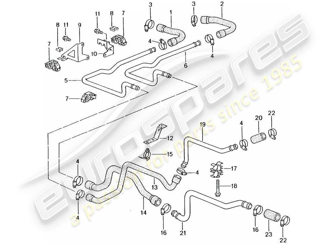 porsche 2005 (996 gt3) líneas - calentador diagrama de piezas
