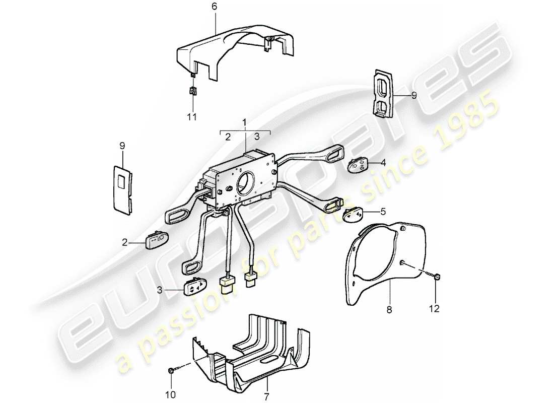 porsche 2001 (996 gt3) interruptor de la columna de dirección diagrama de piezas