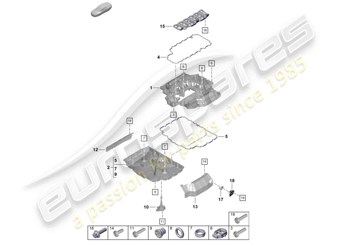 porsche 2020 (718 cayman) cárter de aceite diagrama de piezas