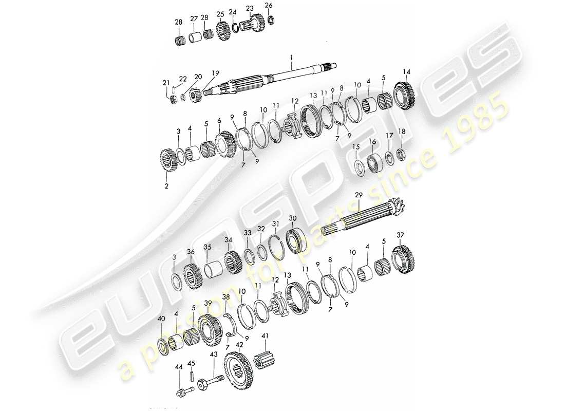 porsche 1969 (911/912) engranajes y ejes - sportomatic diagrama de piezas