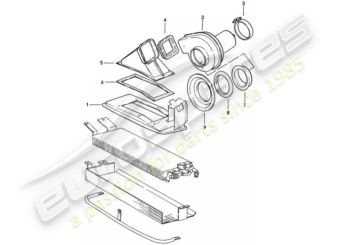 porsche 1987 (911) diagrama de piezas del ventilador