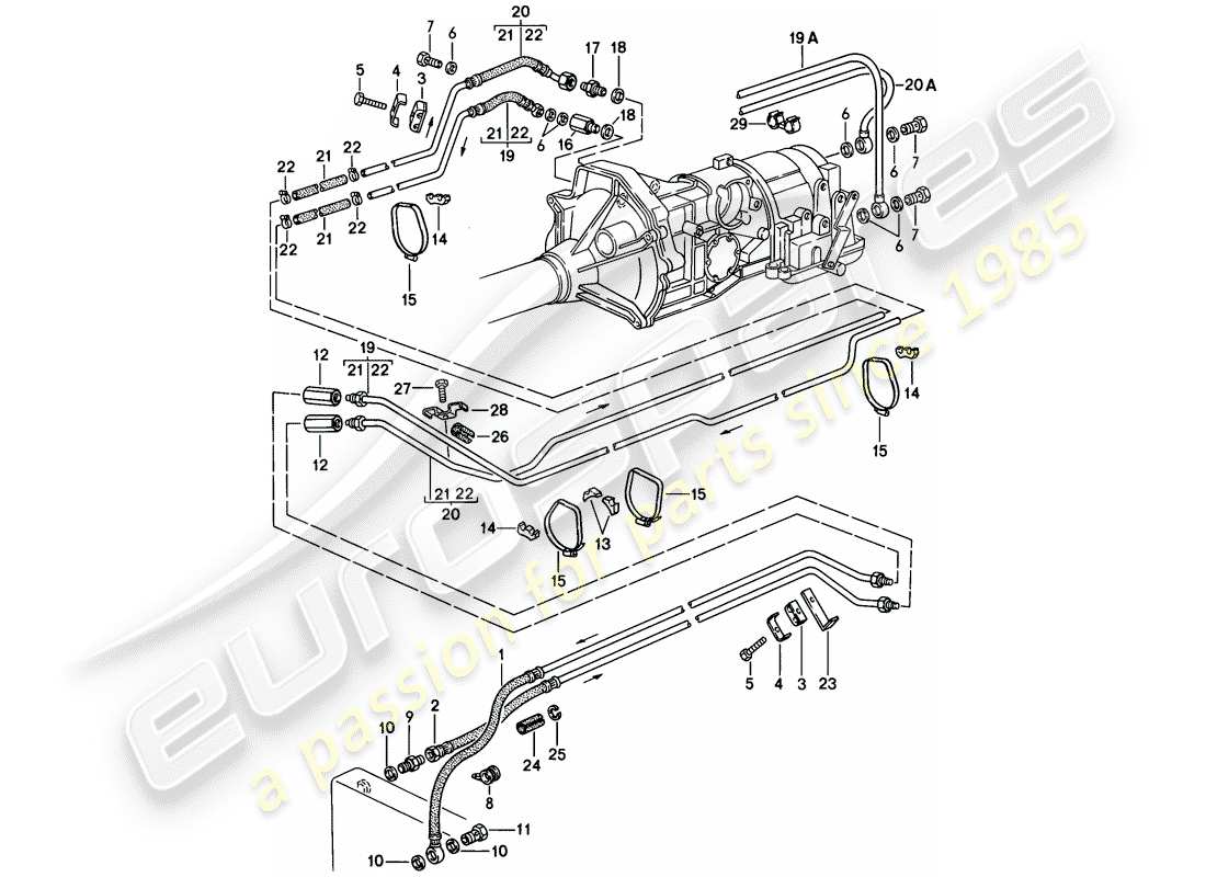 porsche 1982 (944) enfriador de aceite de engranajes - transmisión automática diagrama de piezas