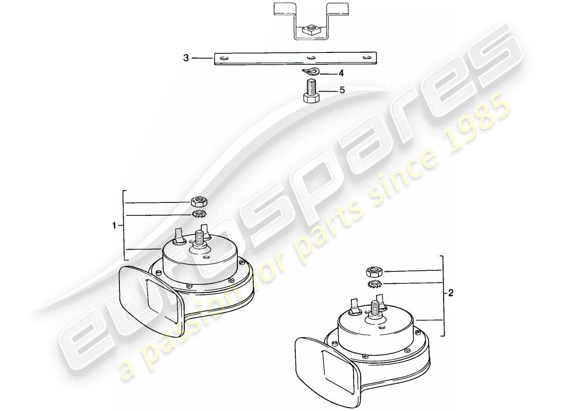 porsche 1982 (944) diagrama de piezas de la bocina