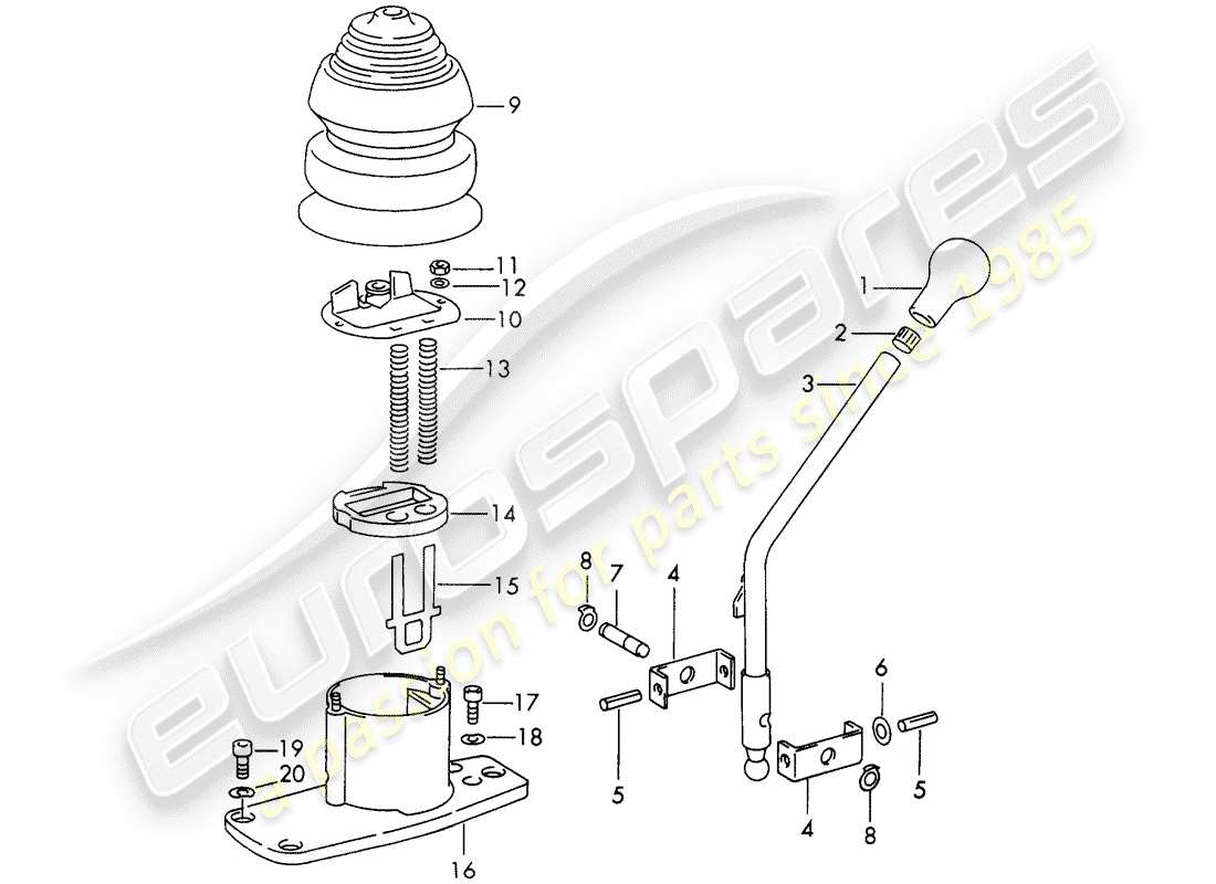 porsche 1972 (911) palanca de cambios - control de la transmisión - 4th/5th engranaje - año del modelo - -73- diagrama de piezas