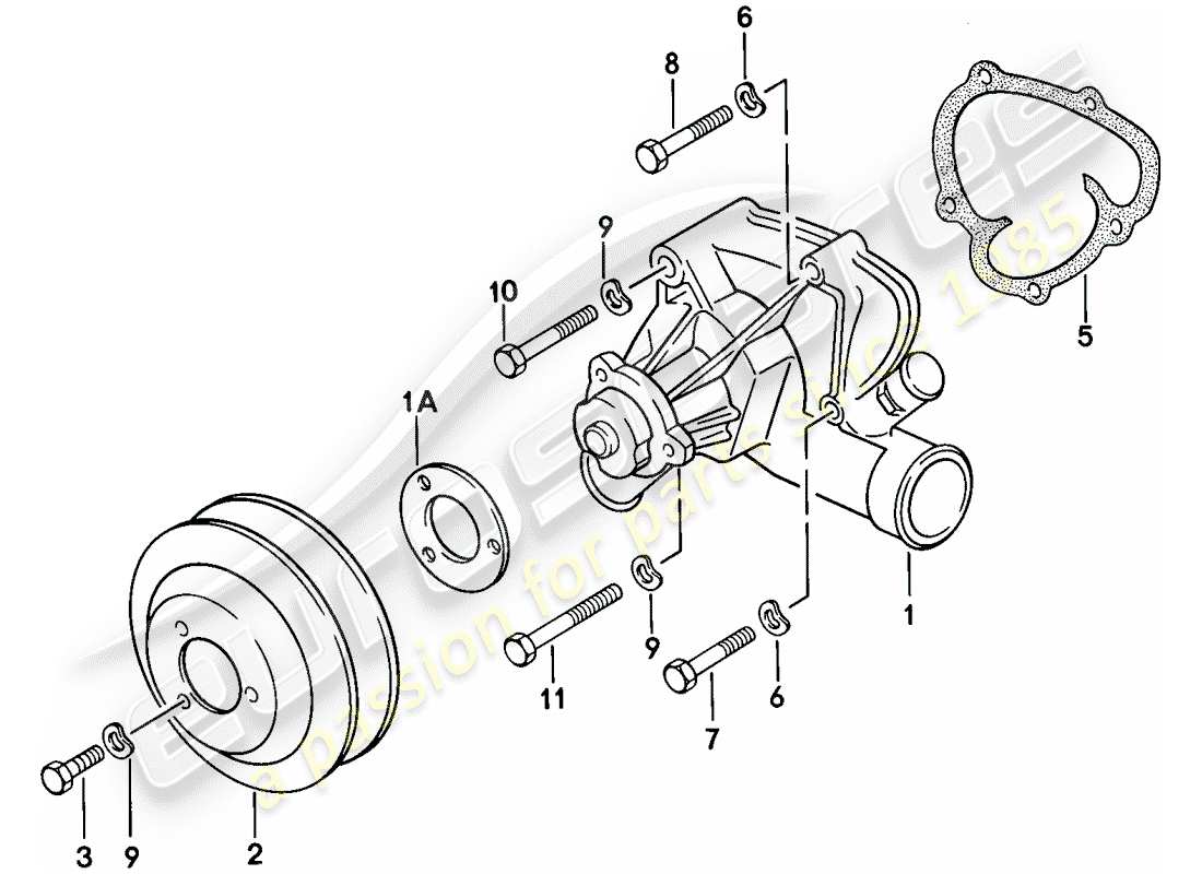 porsche 1979 (924) diagrama de piezas de la bomba de agua