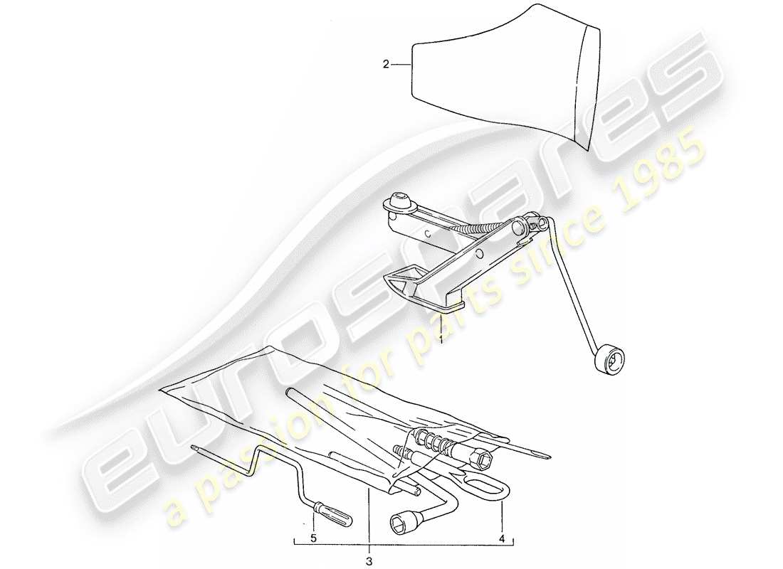 porsche 1991 (928) herramienta - diagrama de piezas del jack