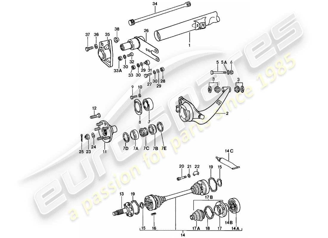 porsche 1981 (911) eje posterior diagrama de piezas