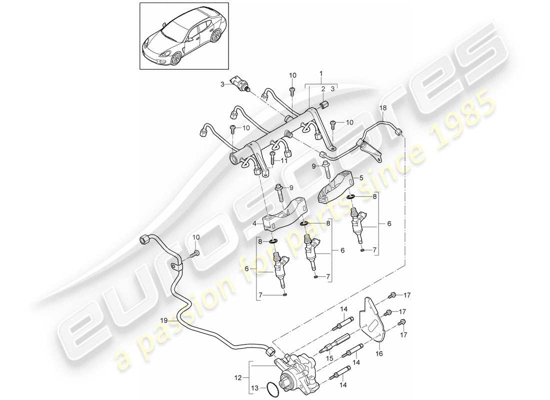 porsche 2015 (panamera 970) tubo de recogida de combustible diagrama de piezas