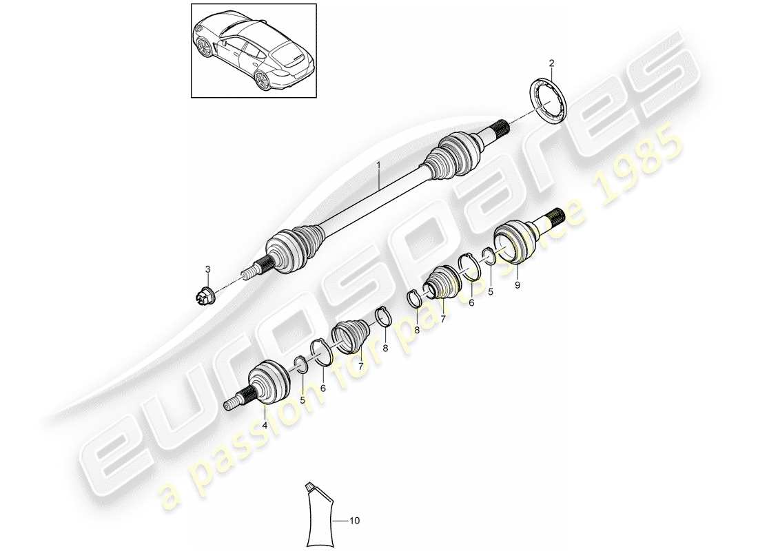 porsche 2014 (panamera 970) diagrama de piezas del eje de transmisión