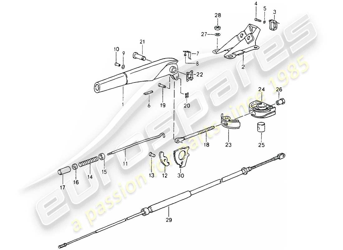 porsche 1992 (964) freno de mano - actuador diagrama de piezas