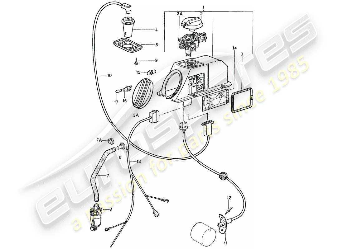 porsche 1985 (911) sistema de calefacción 1 diagrama de piezas