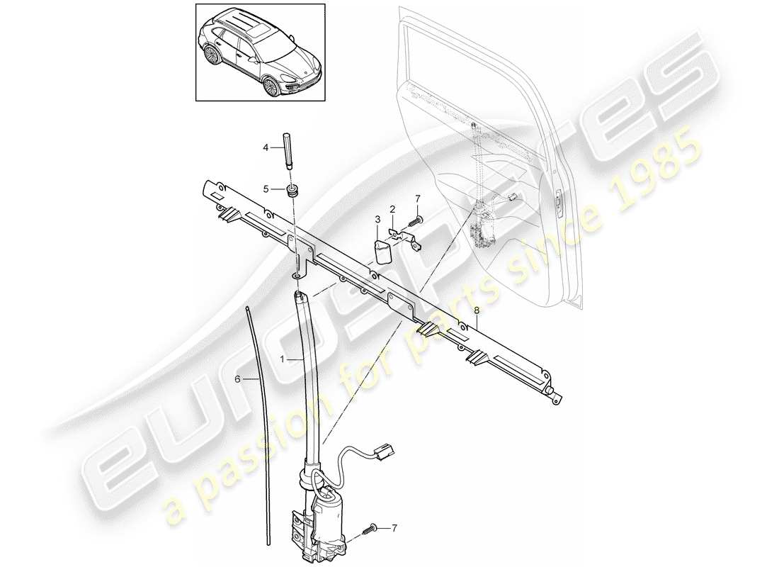 porsche 2016 (cayenne e2 92a) diagrama de pieza ciega