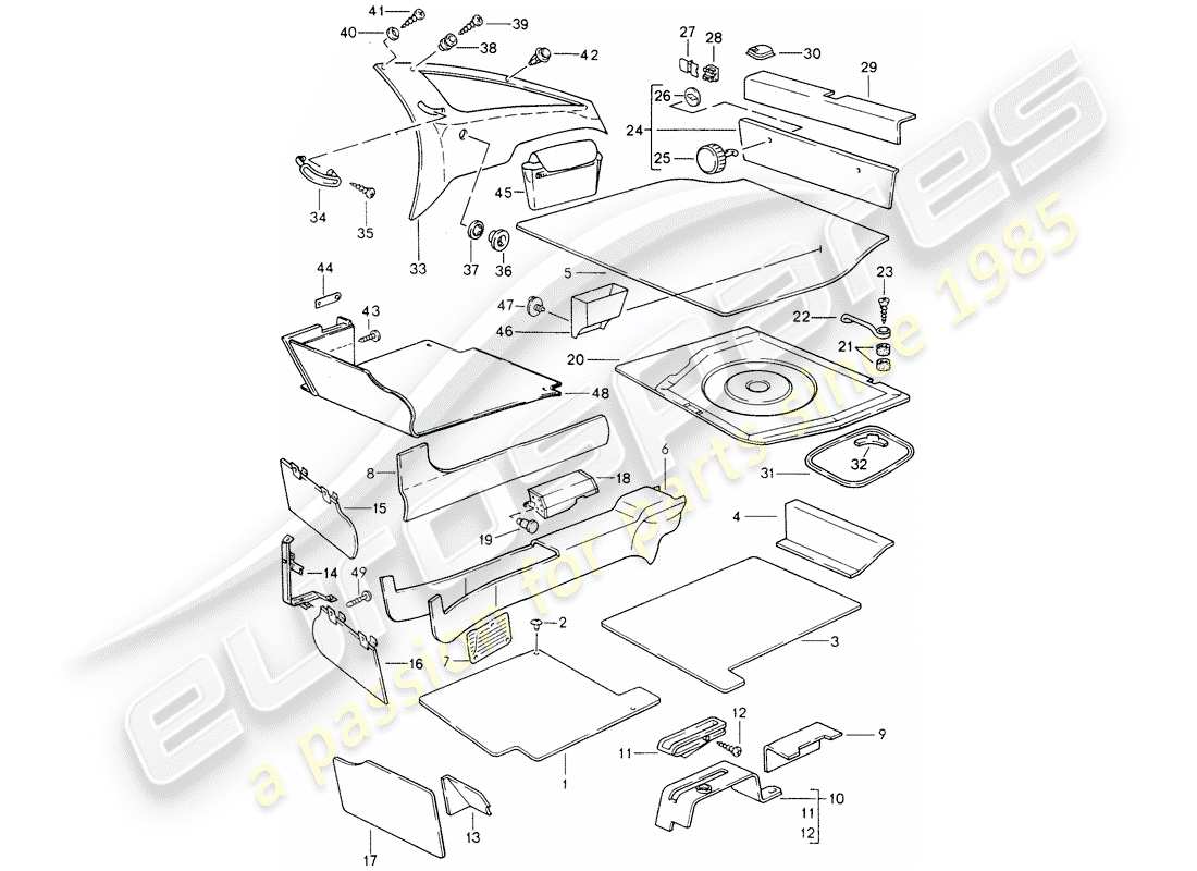 porsche 1994 (928) adornos diagrama de piezas
