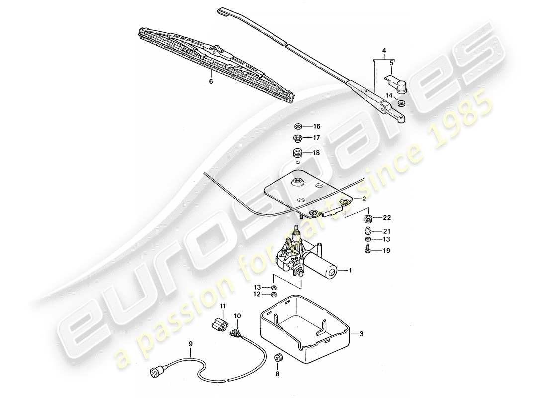 porsche 1994 (968) limpiaparabrisas trasero diagrama de piezas