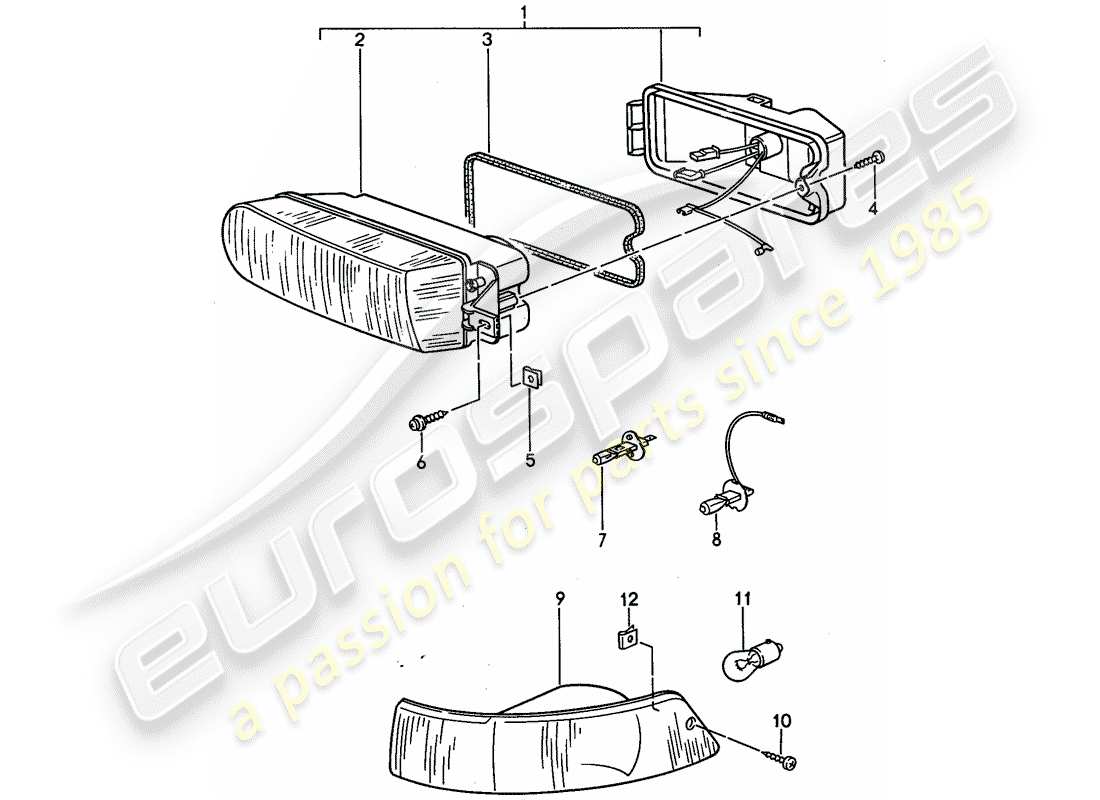 porsche 1994 (968) faro adicional - intermitente diagrama de piezas