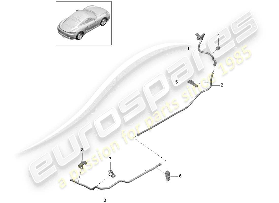 porsche 2019 (718 cayman) diagrama de piezas de la línea de vacío