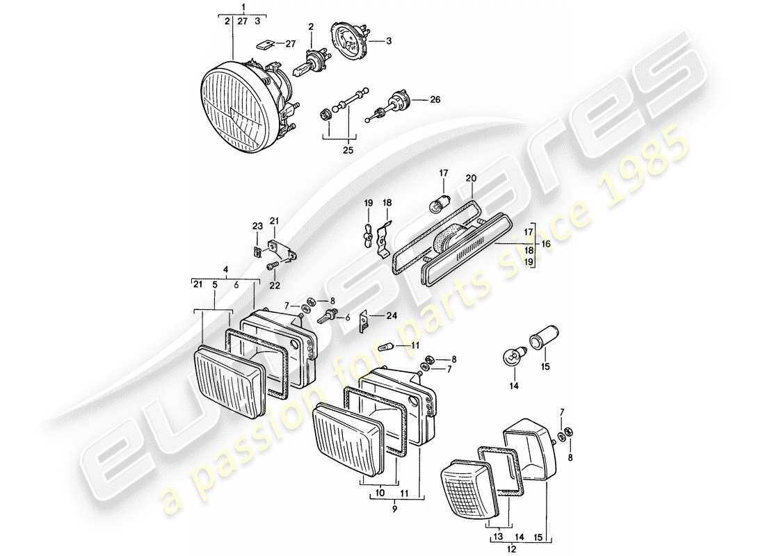 porsche 1986 (928) faro - señal de giro - (sa) - f >> 92-fs840 666 - f 92fs8 40667>> - ver grupo - 9/05/00 diagrama de piezas