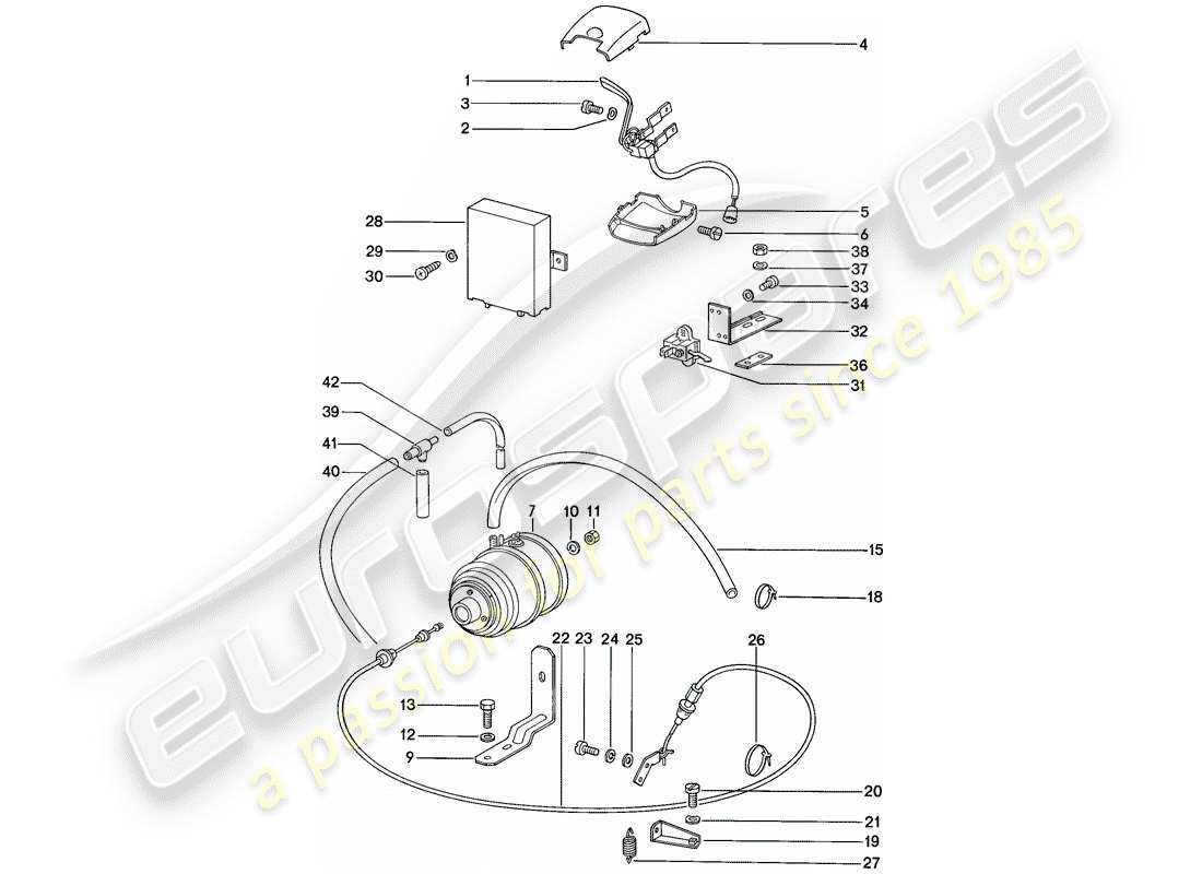 porsche 1987 (911) sistema de control de crucero - d - mj 1987>> - mj 1987 diagrama de piezas