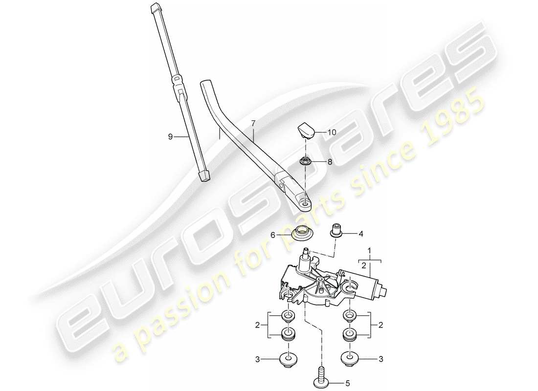 porsche 2007 (987 cayman) limpiaparabrisas trasero diagrama de piezas