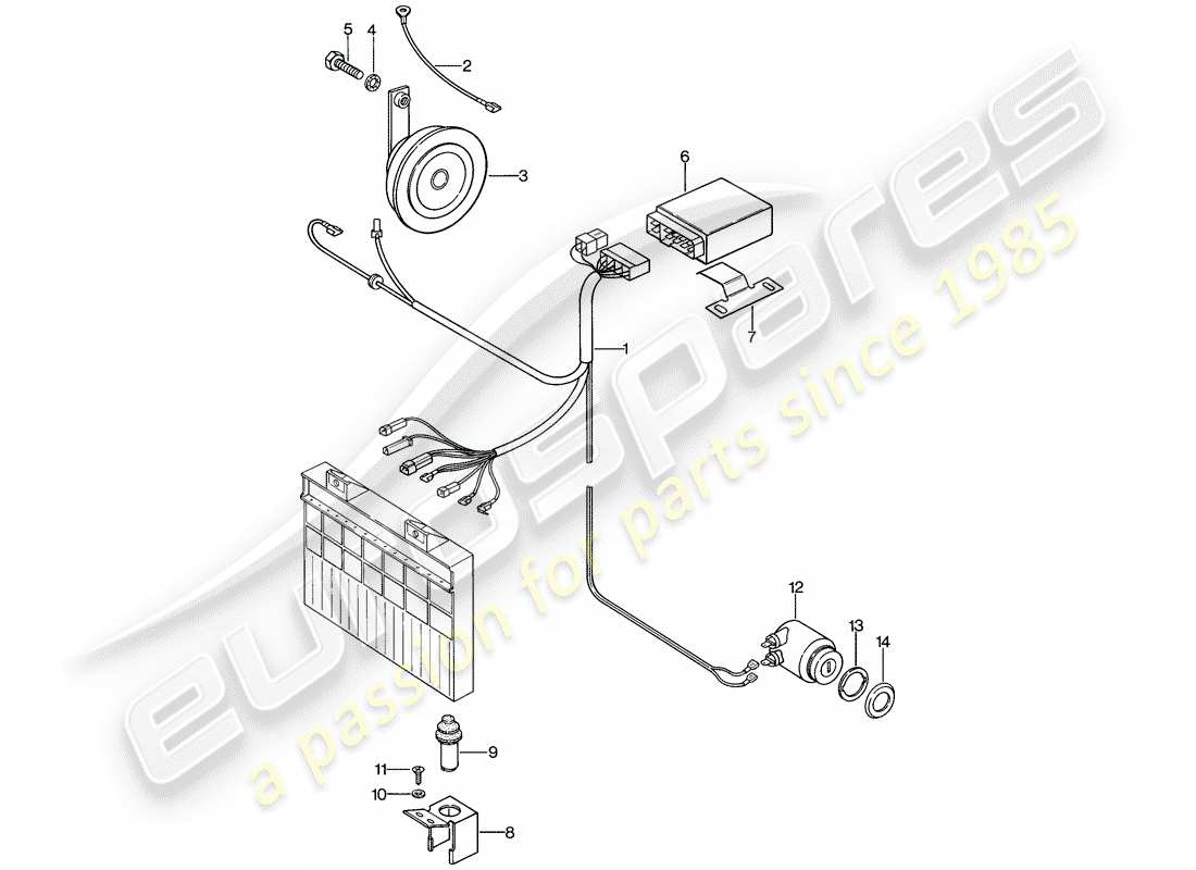 porsche 1984 (944) sistema de alarmas diagrama de piezas